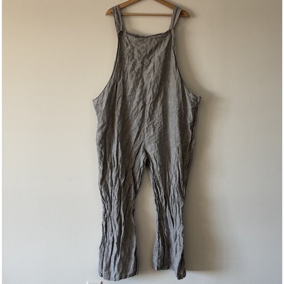 Linen Fairy Tales Overalls Womens 100% Linen Gray Lagenlook SEE MEASUREMENTS! - Picture 1 of 14
